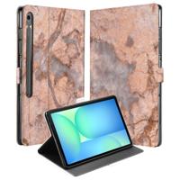 Samsung Galaxy Tab S10 FE Plus Tablet Hoesje Marmer Oranje met Standaard