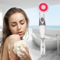 Multifunctionele elektrische waterdichte Bad reinigingsborstel Long-behandeld massage borstel met 4 borstelkoppen (grijs)