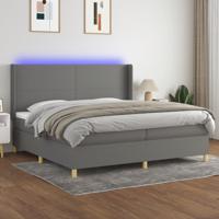 Boxspring met matras en LED stof donkergrijs 200x200 cm