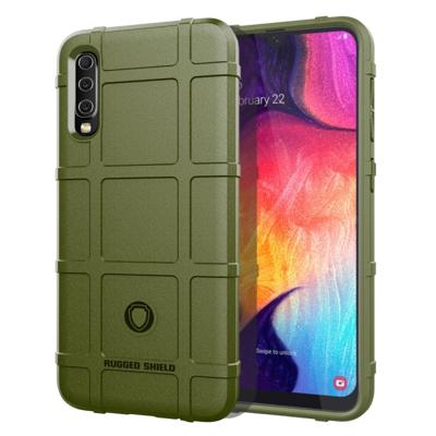 Schokbestendige ruige Shield volledige beschermende siliconen case voor Galaxy A50 (Army Green)