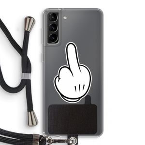 Middle finger white: Samsung Galaxy S21 Plus Transparant Hoesje met koord