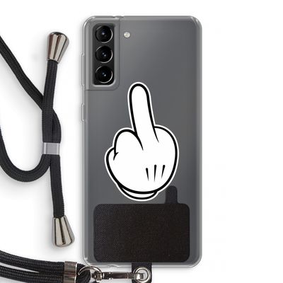 Middle finger white: Samsung Galaxy S21 Plus Transparant Hoesje met koord