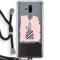 Zwart-wit cactus: LG G7 Thinq Transparant Hoesje met koord