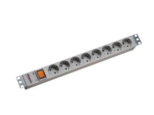 Bachmann 333.400 19 inch Stekkerdoos voor patchkast 1 HE Geaarde contactdoos Lichtgrijs