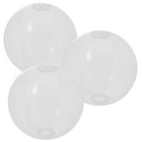 Opblaasbare strandbal plastic - 6x stuks - transparant wit - D28 cm - Strand buiten zwembad speelgoe