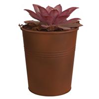 Plantenpot/bloempot emmer voor buiten - zink - roestbruin - D20 x H22cm