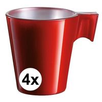 4x Espresso/koffie kopje rood   -