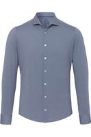Pure Functional Slim Fit Jersey shirt middenblauw, Effen - thumbnail
