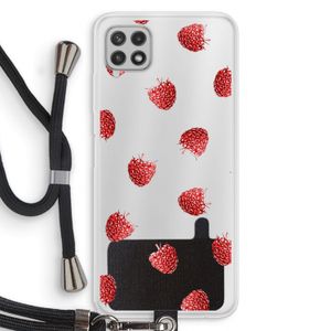 Framboosjes: Samsung Galaxy A22 4G Transparant Hoesje met koord
