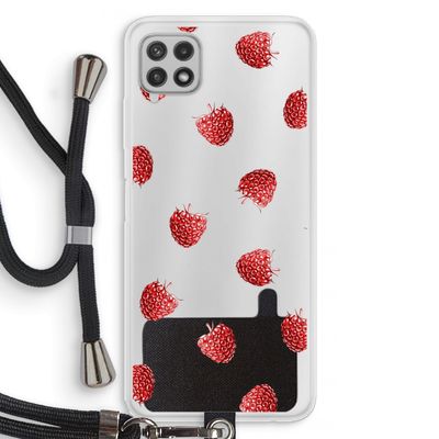Framboosjes: Samsung Galaxy A22 4G Transparant Hoesje met koord