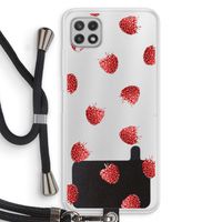 Framboosjes: Samsung Galaxy A22 4G Transparant Hoesje met koord