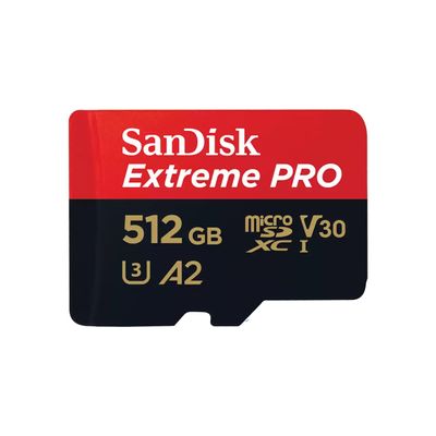 SanDiskMicroSDXC Extreme PRO 512GB 200/140 mb/s - A2 - V30 - SDA - Rescue Pro DL 2 Micro SD-kaart Zwart