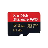 SanDisk MicroSDXC Extreme PRO 512GB 200/140 mb/s - A2 - V30 - SDA - Rescue Pro DL 2 Micro SD-kaart Zwart - thumbnail