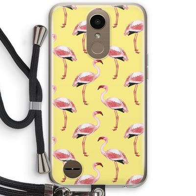 Flamingo's geel: LG K10 (2017) Transparant Hoesje met koord