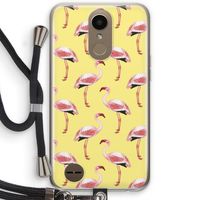 Flamingo's geel: LG K10 (2017) Transparant Hoesje met koord