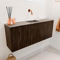 Toiletmeubel Mondiaz Joya Dlux | 100 cm | Meubelkleur Walnut | Faye wastafel Oza Wasbak Midden | Zonder kraangat(en)