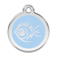 Tribal Fish Light Blue roestvrijstalen hondenpenning large/groot dia. 3,8 cm - Reddingo