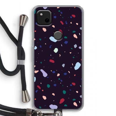 Dark Rounded Terrazzo: Pixel 4a Transparant Hoesje met koord