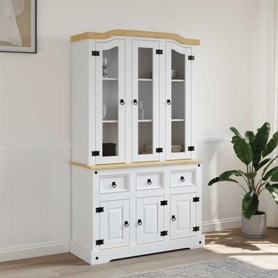Hoge kast Corona 112x43x196 cm massief Mexicaans grenenhout wit