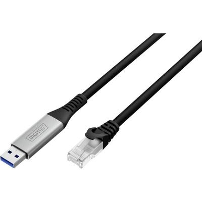 Digitus USB, USB 3.2 Gen 1 (USB 3.0) Adapterkabel [1x USB, USB 3.2 Gen 1 (USB 3.0) - 1x RJ45, RJ45-stekker] AK-300600-020-S 2 m Folie afscherming, Afscherming