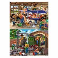 Ravensburger Legpuzzel vliegtuig en trein reparatie, 2x24st.