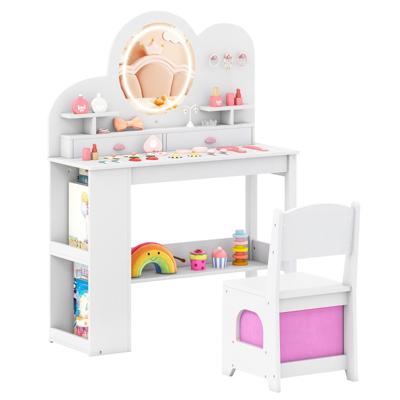 Kinderkaptafel met Lichte Prinsessenstijl Kaptafelset-Wit