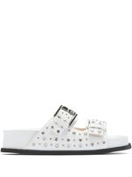 Nº21 crystal-embellished double-strap slides - Blanc