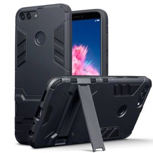 Qubits - Double Armor Layer hoes met stand - Huawei P Smart - zwart