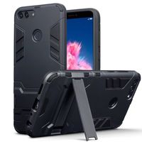 Qubits - Double Armor Layer hoes met stand - Huawei P Smart - zwart - thumbnail