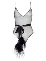 Kiki de Montparnasse Dita feather bodysuit - Noir - thumbnail