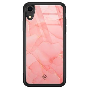 iPhone XR glazen hardcase - Marmer roze