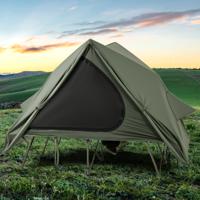 Veldbed met tent voor 2 Personen Campingbed met Regenscherm & 2 Netdeuren & Ramen & Opbergtas