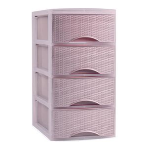 Thuis kantoor organizer ladeblok - 4 lades - 26 x 37 x 49 cm - opslag - Kunststof - Roze