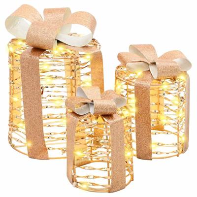 Cadeau Doos Decoratie 3 pcs Warmwit 12 cm 15 cm 20 cm PET