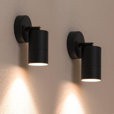 Set van 2 Lago - LED Wandlampen - 4 Watt 345 lumen - 2700K Warm wit - GU10 - Dimbaar - IP44 waterdicht - Geschikt als wandspot en plafondspot - Voor binnen en buiten - Zwart