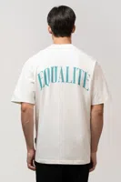 Equalité Oliver Oversized T-Shirt Heren Wit/Turquoise - Maat XXS - Kleur: TurquoiseWit | Soccerfanshop - thumbnail