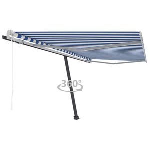 VidaXL Luifel vrijstaand automatisch 450x300 cm blauw en wit