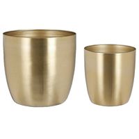 Plantenpot/bloempotten set - 4x stuks - metaal - goud - D16 en D20 cm