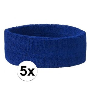 5x Hoofd zweetbandje kobalt blauw