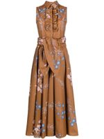 Giambattista Valli robe en coton à fleurs - Marron