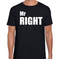 Mr right fun t-shirt zwart met witte tekst voor heren 2XL  -
