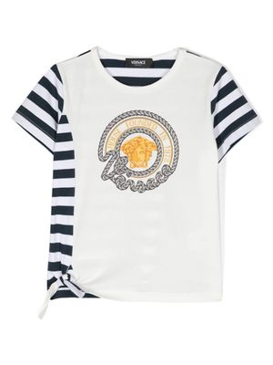 Versace Kids t-shirt Nautical Medusa à rayures - Blanc