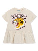 Kenzo Kids robe en coton à logo imprimé - Tons neutres