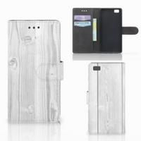 Huawei Ascend P8 Lite Book Style Case White Wood