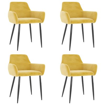 vidaXL Eetkamerstoelen 4 st fluweel mosterdgeel vidaXL Eetkamerstoelen 4 st fluweel mosterdgeel