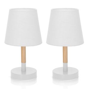 Aigostar 13AS7 - Klassieke Bureaulamp - Leeslamp - Tafellamp - E14 fitting - voor slaapkamer - Wit - 2 stuks