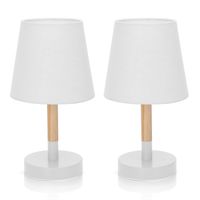 Aigostar 13AS7 - Klassieke Bureaulamp - Leeslamp - Tafellamp - E14 fitting - voor slaapkamer - Wit - 2 stuks - thumbnail