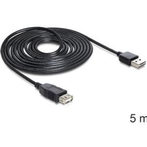 Delock 83373 Verlengkabel EASY-USB 2.0 Type-A male > USB 2.0 Type-A female zwart 5 m