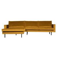 BePureHome Rodeo Chaise Longue Links - Velvet - Oker - thumbnail