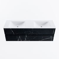 MONDIAZ VICA 150cm badmeubel onderkast Marquina 4 lades. Wastafel CLOUD dubbel 2 kraangaten, kleur Talc.